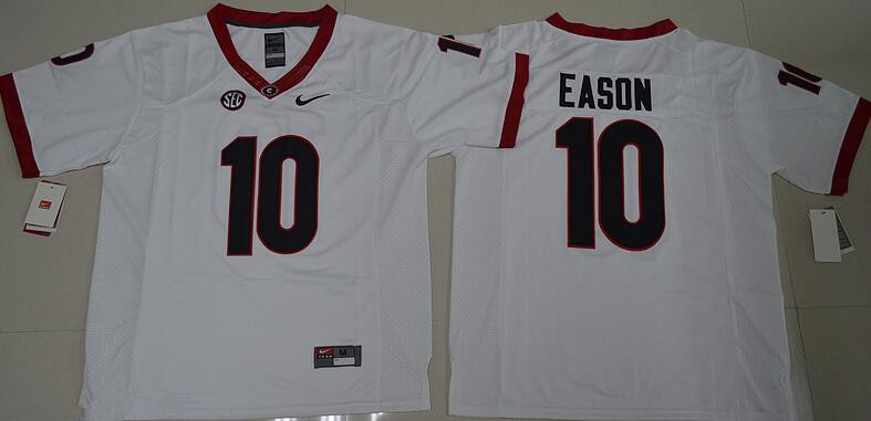 Men's Georgia Bulldogs #10 Jacob Eason White Stitched NCAA Nike College Football Jersey