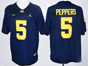 Men's Michigan Wolverines #5 Jabrill Peppers Navy Blue Stitched NCAA Brand Jordan College Football Jersey