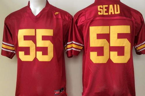 Men's USC Trojans #55 Junior Seau Red Limited Stitched College Football Nike NCAA Jersey