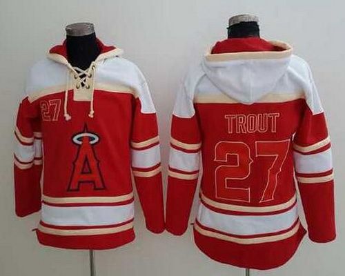 Men's LA Angels Of Anaheim #27 Mike Trout Red Baseball MLB Hoodie