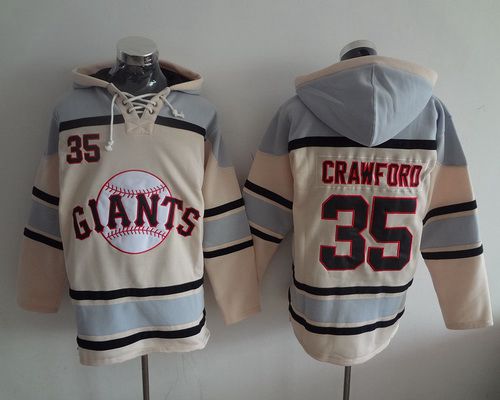 Men's San Francisco Giants #35 Brandon Crawford Cream Baseball MLB Hoodie