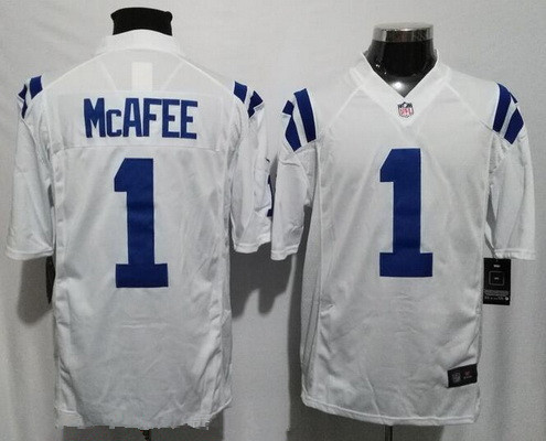 Men's Indianapolis Colts #1 Pat McAfee White Road Stitched NFL Nike Game Jersey