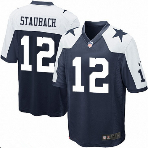 Mens Nike Dallas Cowboys #12 Roger Staubach Navy Blue Thanksgiving Stitched NFL Retired Player Nike Game Jersey