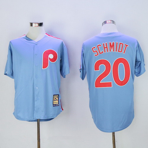 Men's Philadelphia Phillies #20 Mike Schmidt Light Blue Majestic Cool Base Cooperstown Collection Jersey
