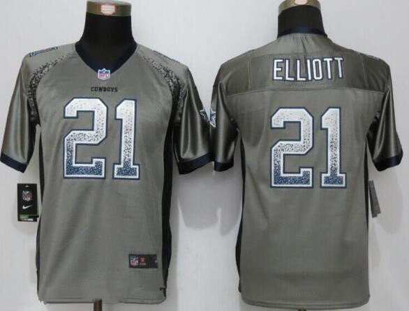 Youth Dallas Cowboys #21 Ezekiel Elliott Gray Drift Stitched NFL Nike Fashion Jersey