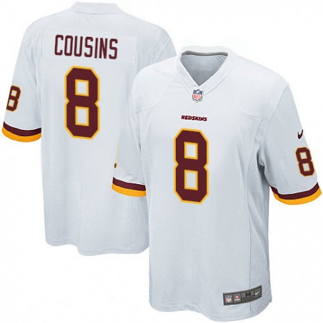 Youth Washington Redskins #8 Kirk Cousins White Road Stitched NFL Nike Game Jersey