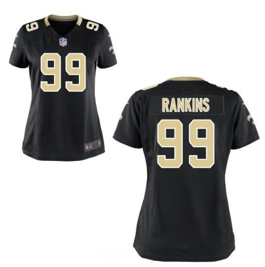 Women's New Orleans Saints #99 Sheldon Rankins Black Team Color Stitched NFL Nike Game Jersey