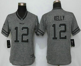 Women's Buffalo Bills #12 Jim Kelly Nike Gray Gridiron 2015 NFL Gray Limited Jersey
