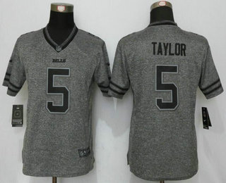 Women's Buffalo Bills #5 Tyrod Taylor Nike Gray Gridiron NFL Gray Limited Jersey