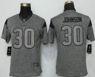Women's Houston Texans #30 Kevin Johnson Nike Gray Gridiron NFL Gray Limited Jersey