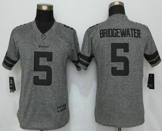 Women's Minnesota Vikings #5 Teddy Bridgewater Nike Gray Gridiron NFL Gray Limited Jersey