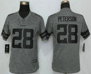 Women's Minnesota Vikings #28 Adrian Peterson Nike Gray Gridiron 2015 NFL Gray Limited Jersey