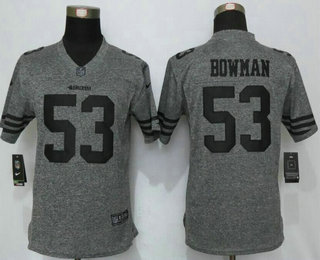 Women's San Francisco 49ers #53 NaVorro Bowman Nike Gray Gridiron NFL Gray Limited Jersey