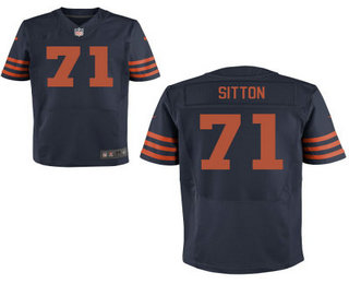 Men's Chicago Bears #71 Josh Sitton Navy Blue With Orange Alternate Stitched NFL Nike Elite Jersey