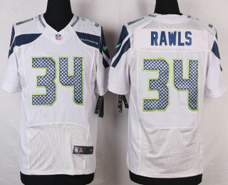 Men's Seattle Seahawks #34 Thomas Rawls White Road NFL Nike Elite Jersey