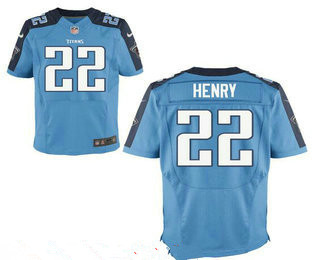 Men's Tennessee Titans #22 Derrick Henry Light Blue Team Color Stitched NFL Nike Elite Jersey