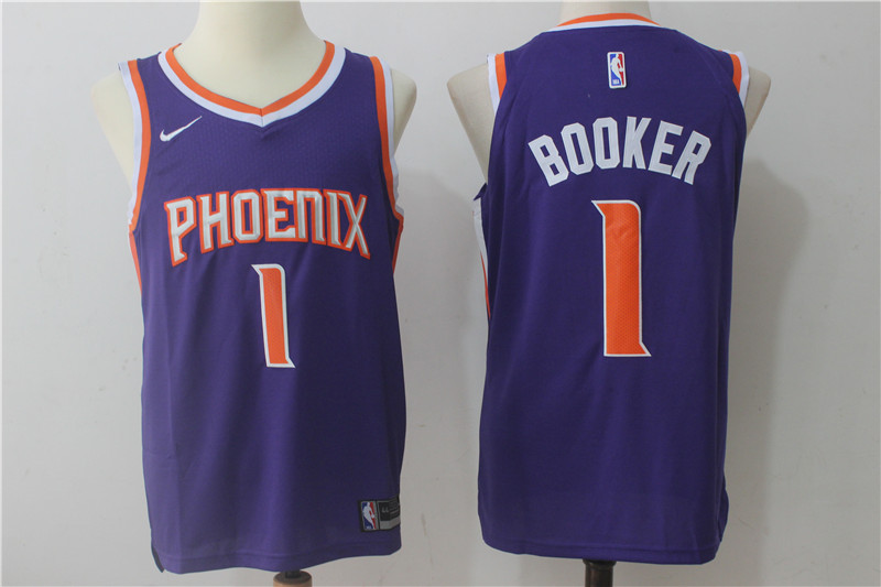 Men's Phoenix Suns #1 Devin Booker Purple 2017-2018 Nike Swingman Stitched NBA Jersey