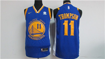 Nike Golden State Warriors #11 Klay Thompson Blue 2017-18 Stitched NBA Jersey