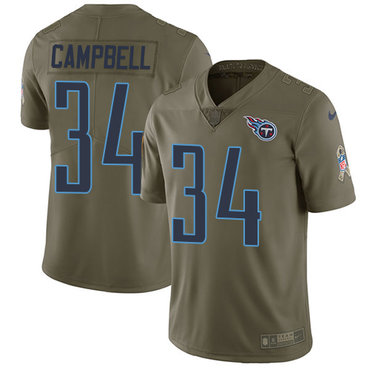 Nike Tennessee Titans #34 Earl Campbell Olive Men's Stitched NFL Limited 2017 Salute to Service Jersey