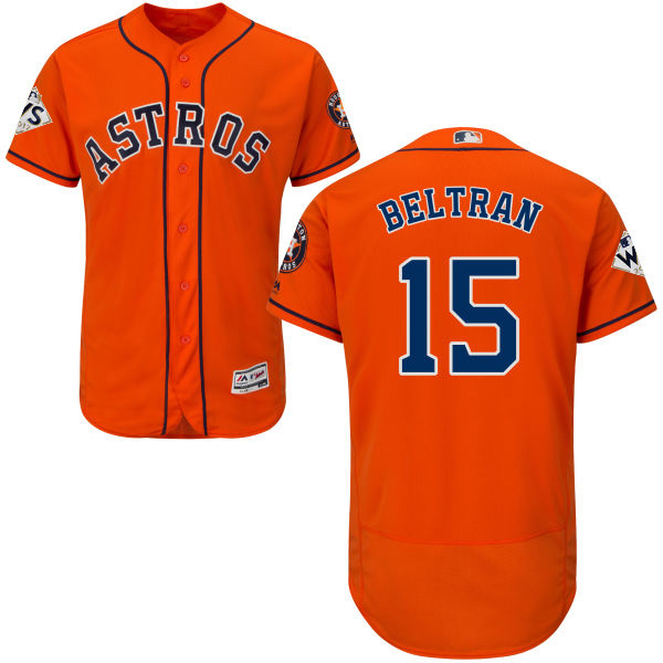 Men's Houston Astros #15 Carlos Beltran Orange Flexbase Authentic Collection 2017 World Series Bound Stitched MLB Jersey
