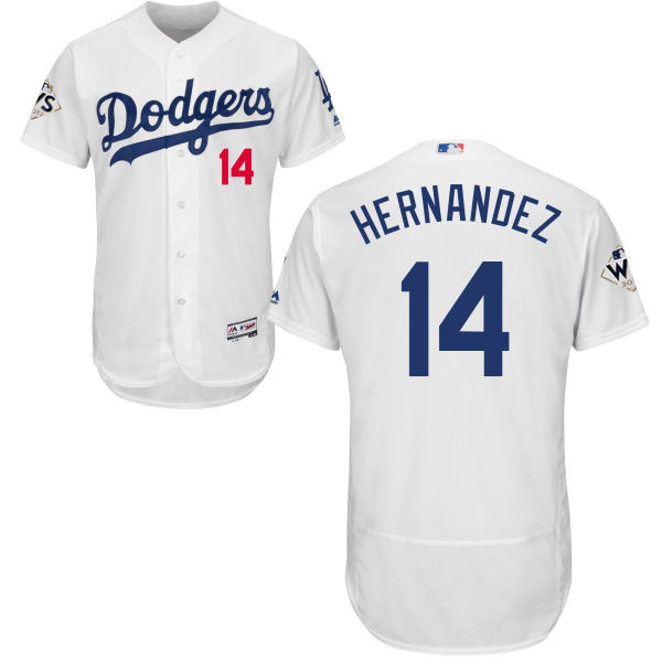 Men's Los Angeles Dodgers #14 Enrique Hernandez White Flexbase Authentic Collection 2017 World Series Bound Stitched MLB Jersey