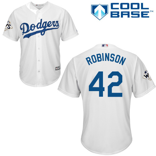 Men's Los Angeles Dodgers #42 Jackie Robinson White New Cool Base 2017 World Series Bound Stitched MLB Jersey