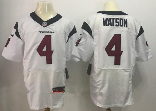 Men's 2017 NFL Draft Houston Texans #4 Deshaun Watson White Road Stitched NFL Nike Elite Jersey