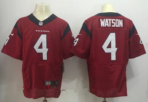 Men's 2017 NFL Draft Houston Texans #4 Deshaun Watson Red Team Color Stitched NFL Nike Elite Jersey