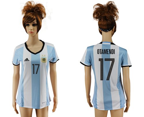 Women's Argentina #17 Otamendi Home Soccer Country Jersey