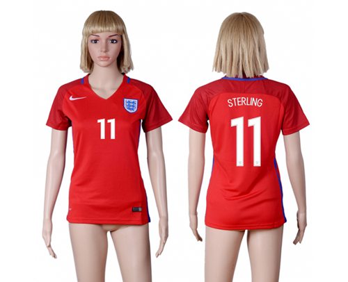 Women's England #11 Sterling Away Soccer Country Jersey
