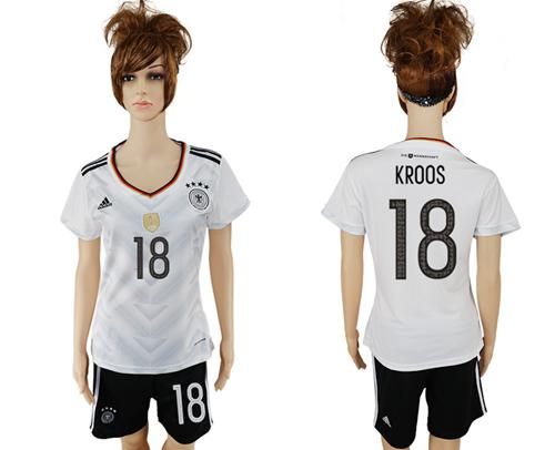Women's Germany #18 Kroos White Home Soccer Country Jersey