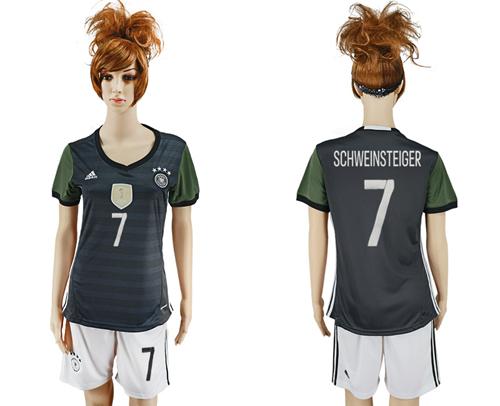 Women's Germany #7 Schweinsteiger Away Soccer Country Jersey