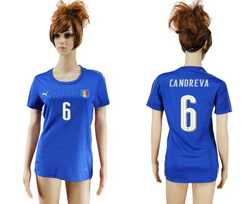 Women's Italy #6 Candreva Home Soccer Country Jersey