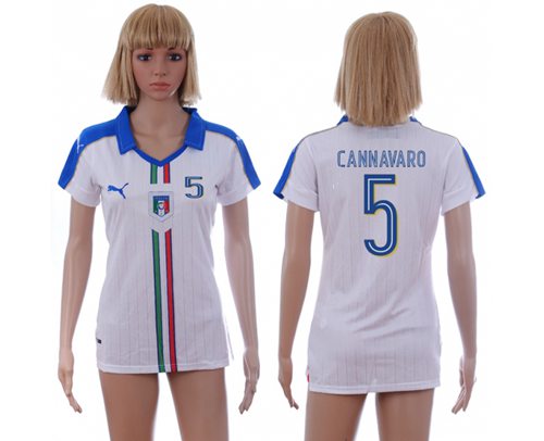 Women's Italy #5 Cannavaro Away Soccer Country Jersey