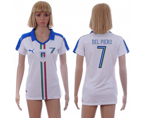Women's Italy #7 Del Piero Away Soccer Country Jersey