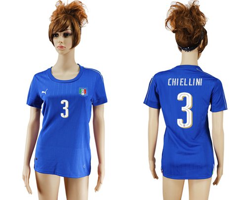 Women's Italy #3 Chiellini Home Soccer Country Jersey