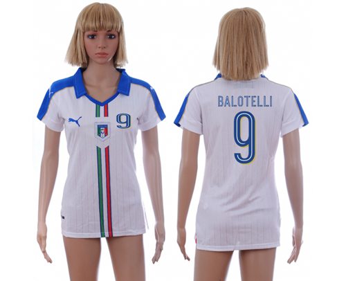 Women's Italy #9 Balotelli Away Soccer Country Jersey