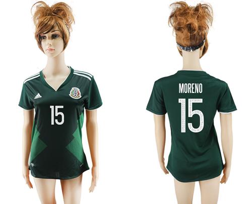 Women's Mexico #15 Moreno Home Soccer Country Jersey