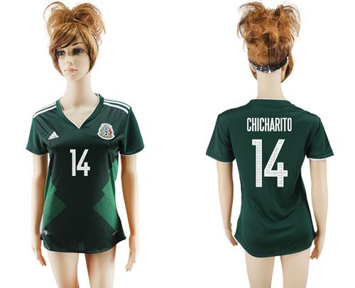 Women's Mexico #14 Chicharito Home Soccer Country Jersey