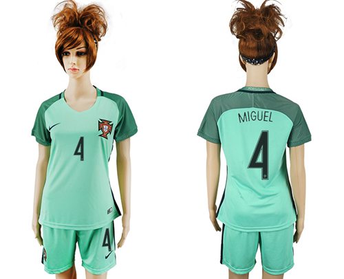 Women's Portugal #4 Miguel Away Soccer Country Jersey