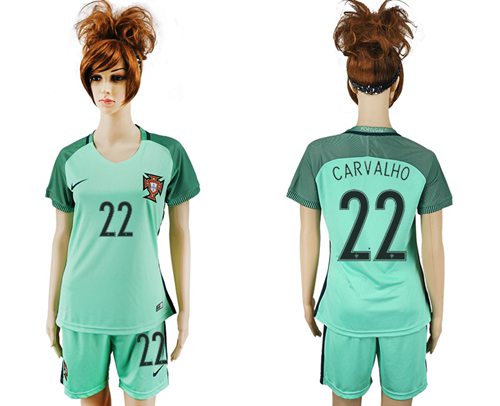 Women's Portugal #22 Carvalho Away Soccer Country Jersey