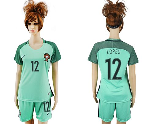Women's Portugal #12 Lopes Away Soccer Country Jersey