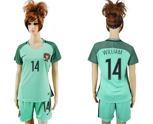 Women's Portugal #14 William Away Soccer Country Jersey