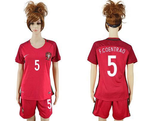 Women's Portugal #5 F.Coentrao Home Soccer Country Jersey