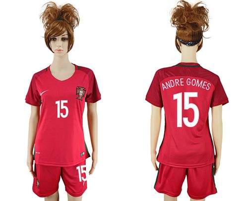 Women's Portugal #15 Andre Gomes Home Soccer Country Jersey
