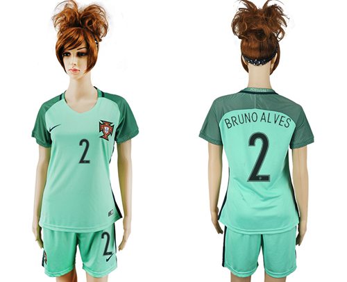 Women's Portugal #2 Bruno Alves Away Soccer Country Jersey