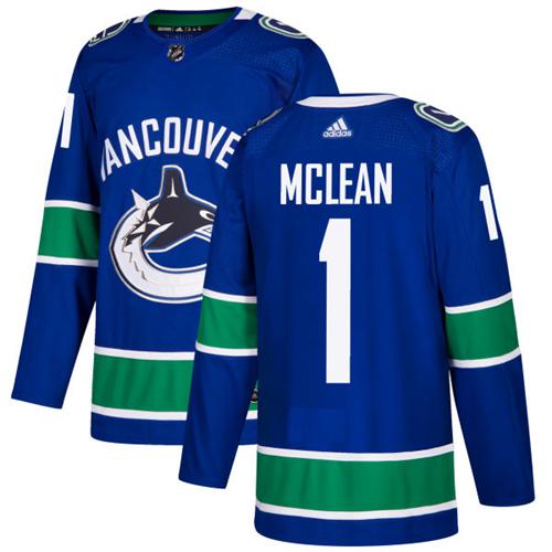 Adidas Vancouver Canucks #1 Kirk Mclean Blue Home Authentic Stitched NHL Jersey