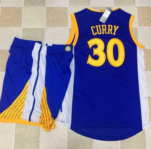 Warriors #30 Stephen Curry Blue A Set Stitched NBA Jersey