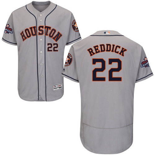 Men's Houston Astros #22 Josh Reddick Grey Flexbase Authentic Collection 2017 World Series Champions Stitched MLB Jersey