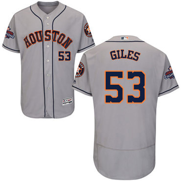 Men's Houston Astros #53 Ken Giles Grey Flexbase Authentic Collection 2017 World Series Champions Stitched MLB Jersey